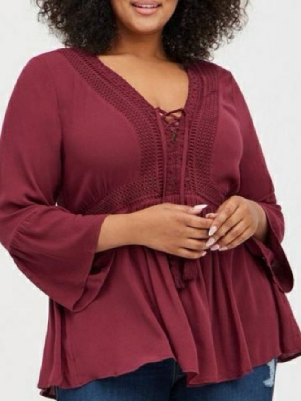 torrid Wine Lace-Up Boho Tunic